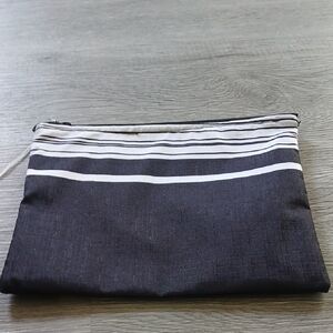 Handmade black and white zipper pouch organizer makeup bag NEW